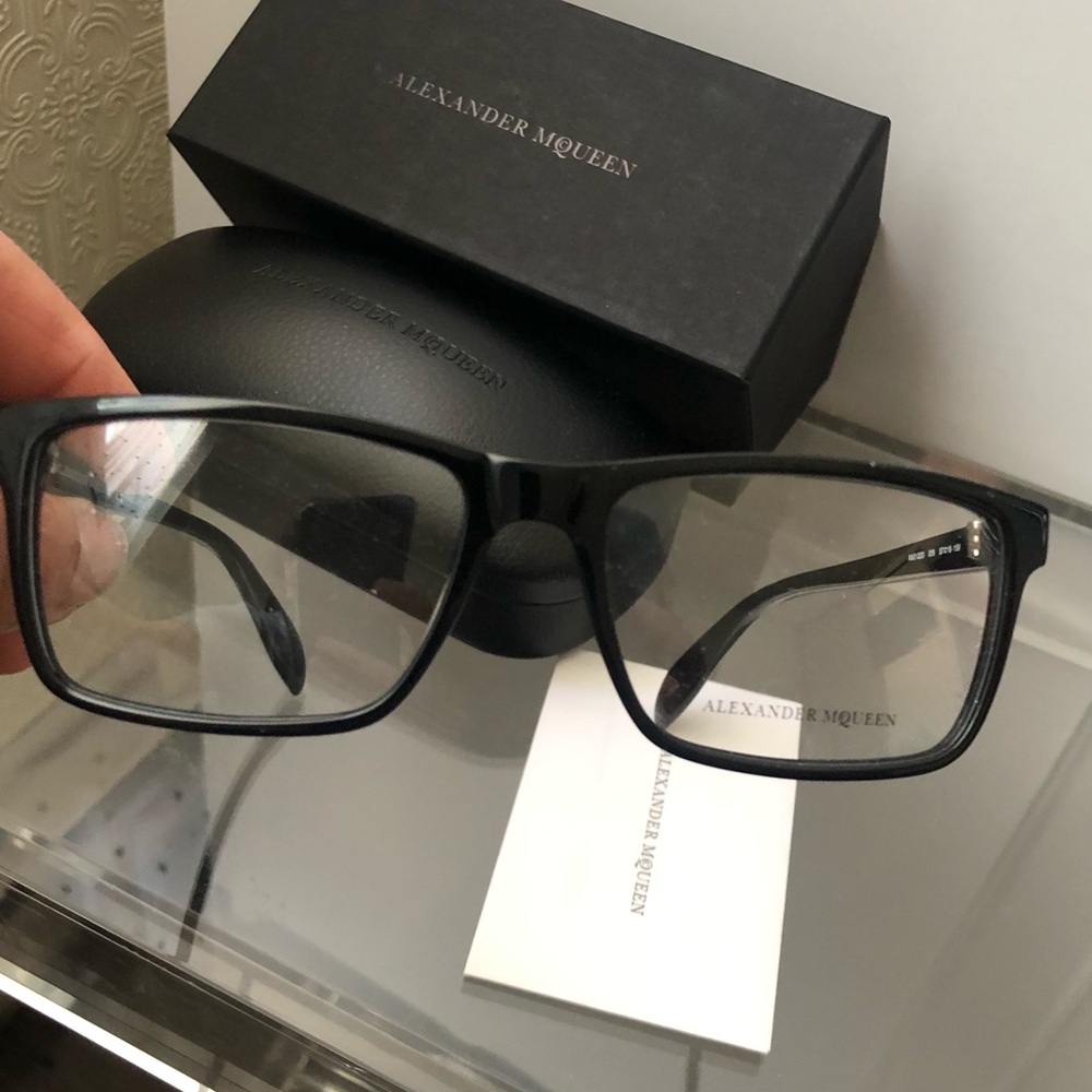 Alexander McQueen Black Rectangular Glasses